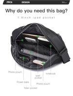 Bange Nomad Messenger Shoulder Anti Theft Sling Bag Crossbody Men Korean Style Sling Bag Waterproof USB (7.9" tablet)