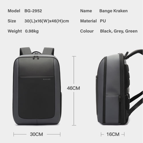 Bange Kraken Business Travel Laptop Backpack Big Capacity Slim and easy carry Laptop Backpack (15.6")