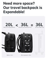 Bange Airpack Compression Expandable Laptop Backpack Business Travel EasyCarry (17")