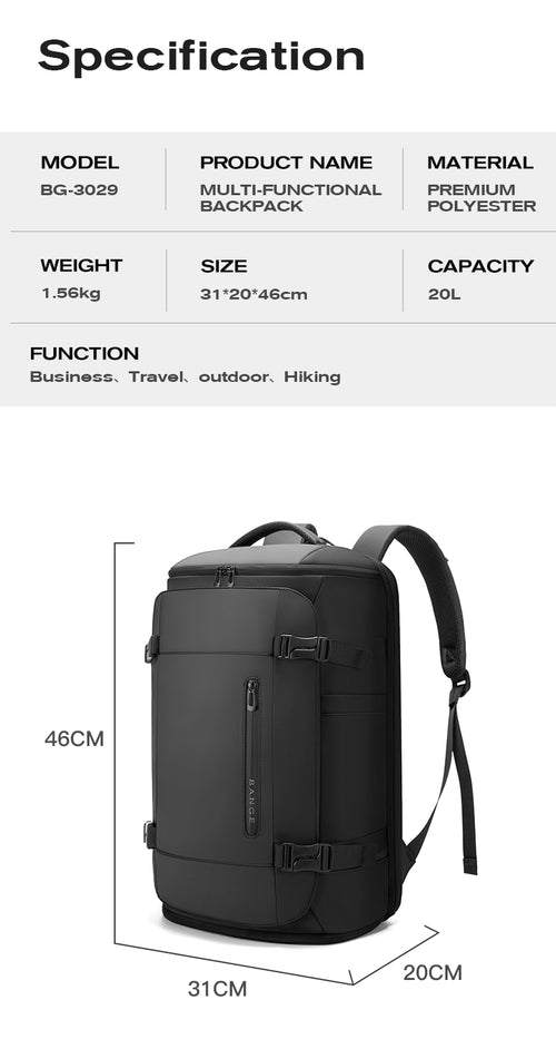 Bange i-Kernanz Water Resistant Hidden Compart Big Capacity Multi Compartment Ultra Light Travel Laptop Backpack (15.6")