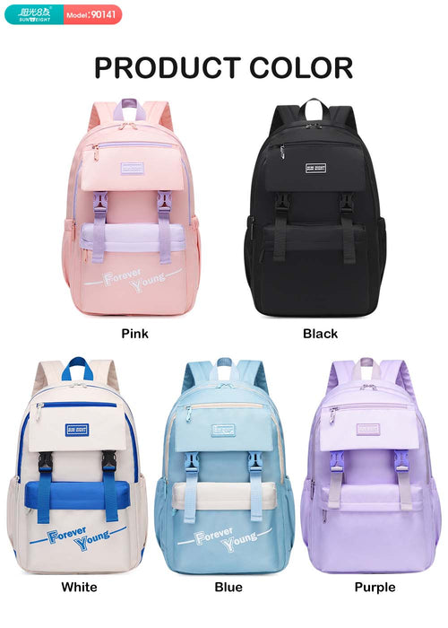 SunEight Forever Young School Backpack Classic Lightweight Multi Pocket