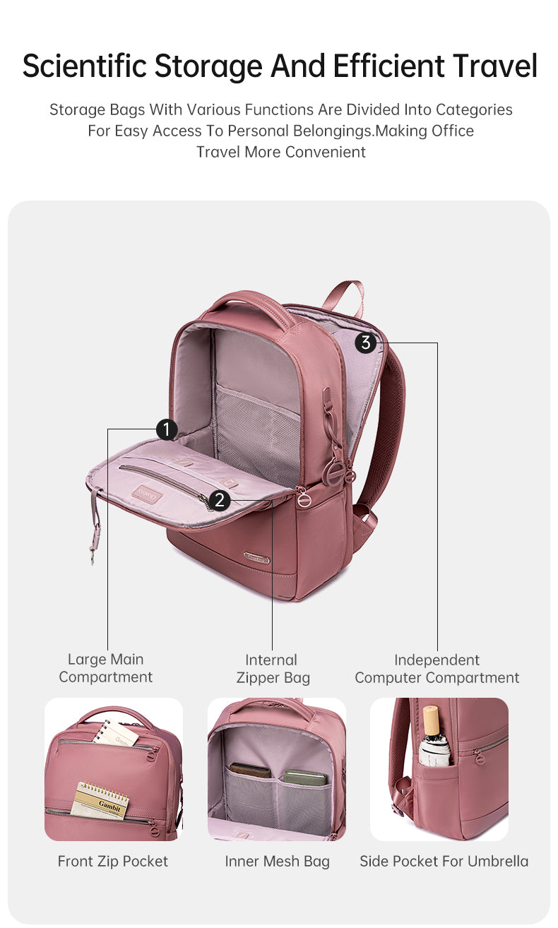 Chantria i-Mellow Women Laptop Backpack Business Travel Multi Compartment Easy Carry Trend (15.6'')