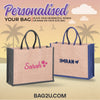 [FREE letak nama & Twilly] TwoTone Jute Bag Tote Bag Color Handle Jute Bag Natural Material cantik cantik personalise