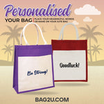 [FREE letak nama & Twilly] A4 Jute Bag Plain Tote Bag Color Handle Laminated Jute Bag cantik cantik personalise