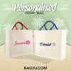 [FREE letak nama & Twilly] BIG Tote Bag Plain Laminated Canvas Bag Color Handle Jute Bag Viral cantik personalise