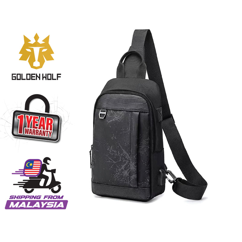 Golden Wolf Garo Sling Bag - Anti-Theft Zipper Crossbody Travel Light Weight