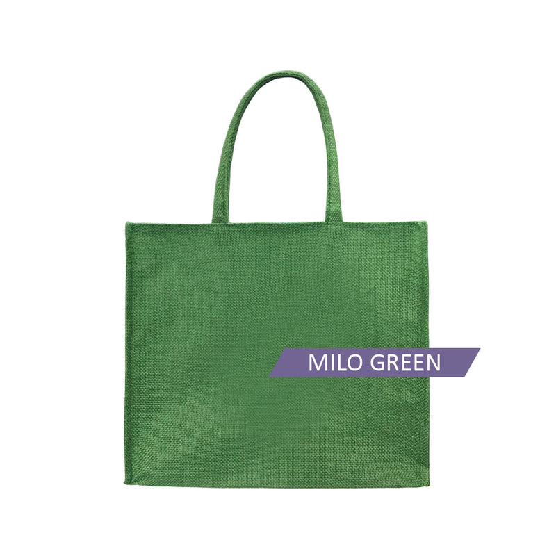 [FREE letak nama & Twilly] Zipper Jute Bag Tote Bag Color Handle Jute Bag Natural Material cantik cantik personalise