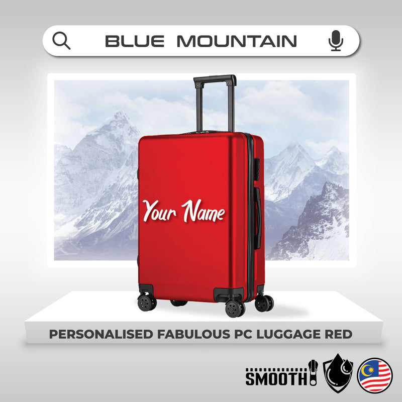 Blue Mountain 20"/24" Personalised Fabulous PC Hard Case Luggage Hand Trolley Suitcases Bag with Lock Letak Nama