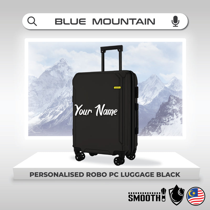Blue Mountain 20"/24" Personalised Robo PC Trolley Suitcases Luggage Hand Trolley Hard Case Bag TSA Lock Letak Nama