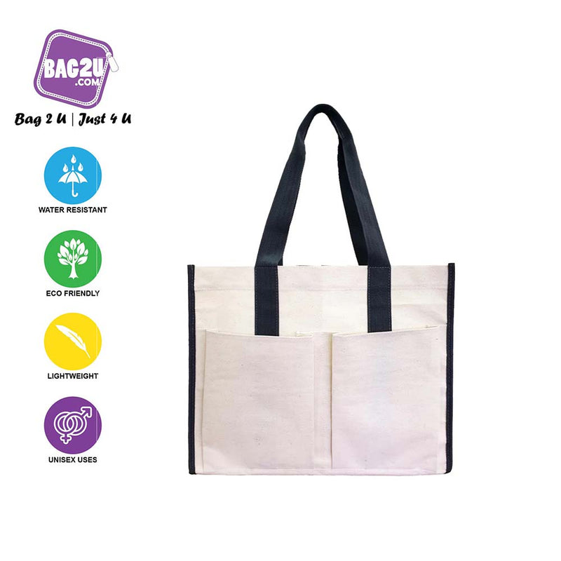 Bag2u Shoulderz Canvas Bag Multi Compartment Sopping Bag Tote Bag Simple Design Trendz