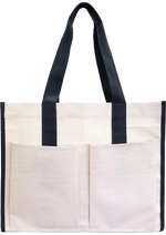 [FREE letak nama & Twilly] Bag2u Shoulderz Canvas Bag Multi Compartment Sopping Bag Tote Bag Simple Design Trendz Personalise