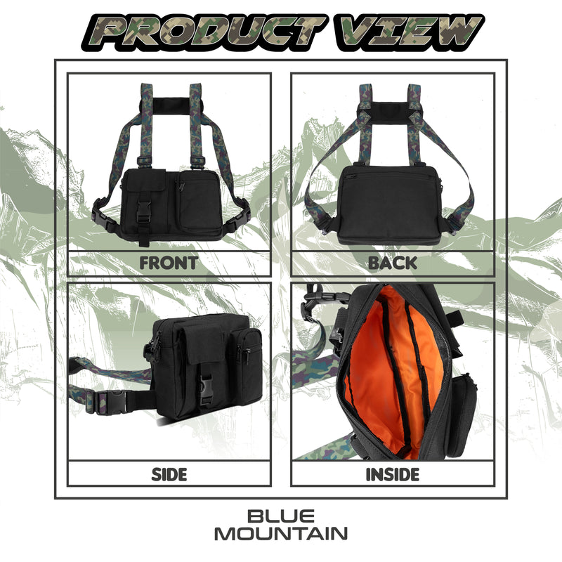 Blue Mountain Chest Bag Tactical Series Military Style 3 Strap Outdoor Sports High Quality Sling Bag