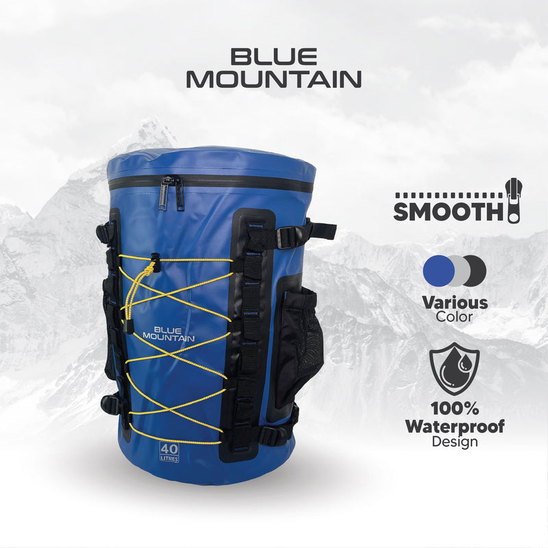 Blue Mountain 40L Tarpaulin Backpack Dry Bag Outdoor Sports Splashproof Travel Laptop Bag Adjustable