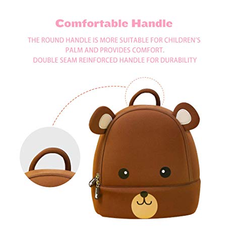 NOHOO Kid Coffee Brown Bear 3D Design School Bag Waterproof Preschool Backpack Bags