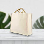 [FREE letak nama & Twilly] BIG Tote Bag Plain Laminated Canvas Bag Color Handle Jute Bag Viral cantik personalise