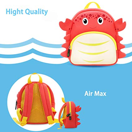 NOHOO Kid Crab Cute 3D Design School Bag Waterproof Preschool Backpack Bags