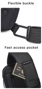 Bange Nomad Men Anti-theft Lock Sling Bag Fashion Chest Pack Waterproof USB Crossbody Bag (9.5" tablet)