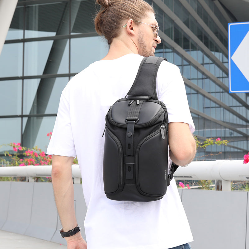 Bange Triway Men Anti-theft Lock Sling Bag Fashion Chest Pack Waterproof USB Crossbody Bag (9.5" tablet)