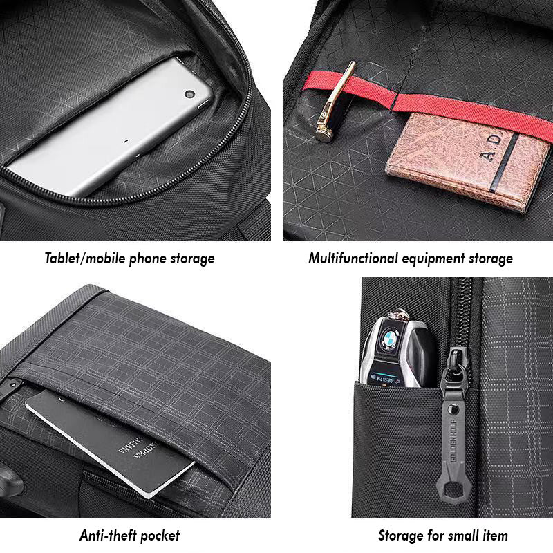 Golden Wolf Garo Sling Bag - Anti-Theft Zipper Crossbody Travel Light Weight