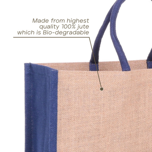 Bag2u TwoTone Jute Bag Tote Bag Color Handle Shopping Jute Bag