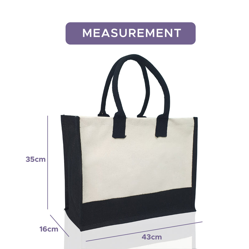 Bag2u Hatch Jute Bag Plain Tote Bag Color Handle Shopping Jute Bag