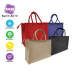 Bag2u Zip Mono Jute Material Tote Bag