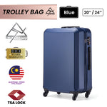 Blue Mountain 20"/24" Duster PC Hard Case Trolley Suitcases Luggage Hand Bag TSA Lock