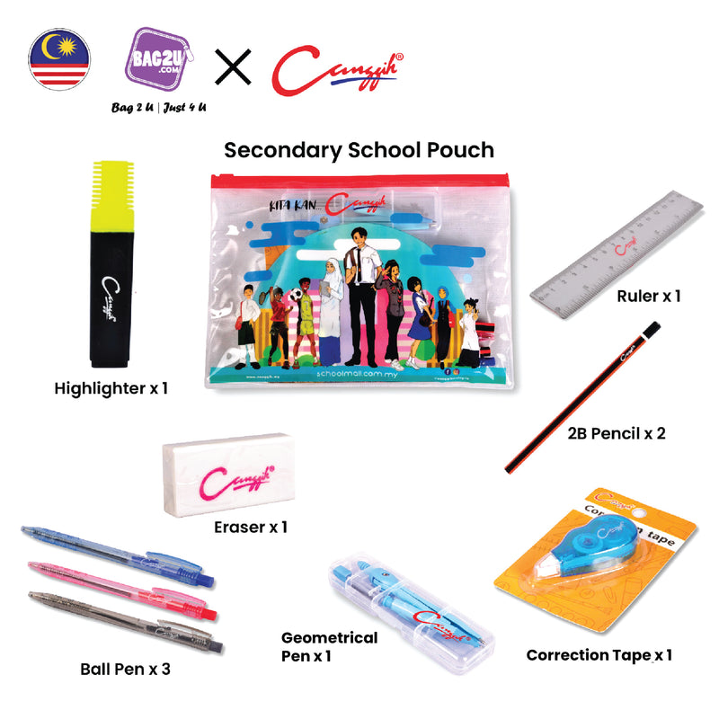 10 in 1 Canggih Original School Stationery Set for Secondary School/Set Alat Tulis Sekolah untuk Pelajar Sekolah Menengah