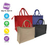 [FREE letak nama & Twilly] Zip Mono Jute Bag Plain with Zip Tote Bag Color Handle Jute Bag Natural Material