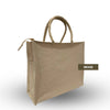 [FREE letak nama & Twilly] Zip Mono Jute Bag Plain with Zip Tote Bag Color Handle Jute Bag Natural Material