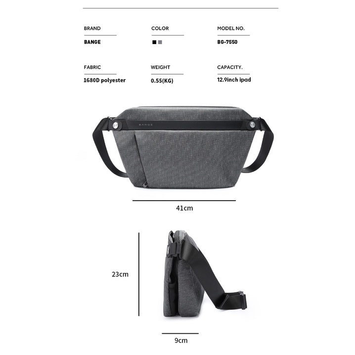 Bange Neutro Sling Bag Shoulder Bag Crossbody Bag Men’s Multi Compartment Water-Resistant (7.9")