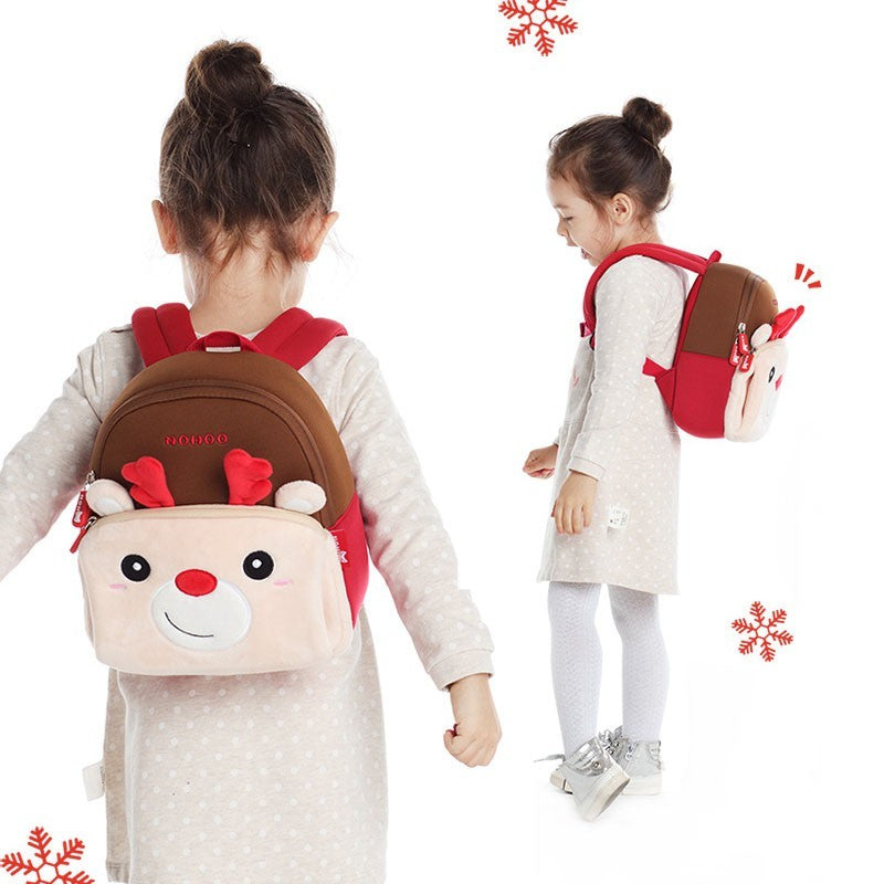 NOHOO Kid 3D Rudolph Design Backpack Cartoon Design Soft Fluffy Toodler Winter