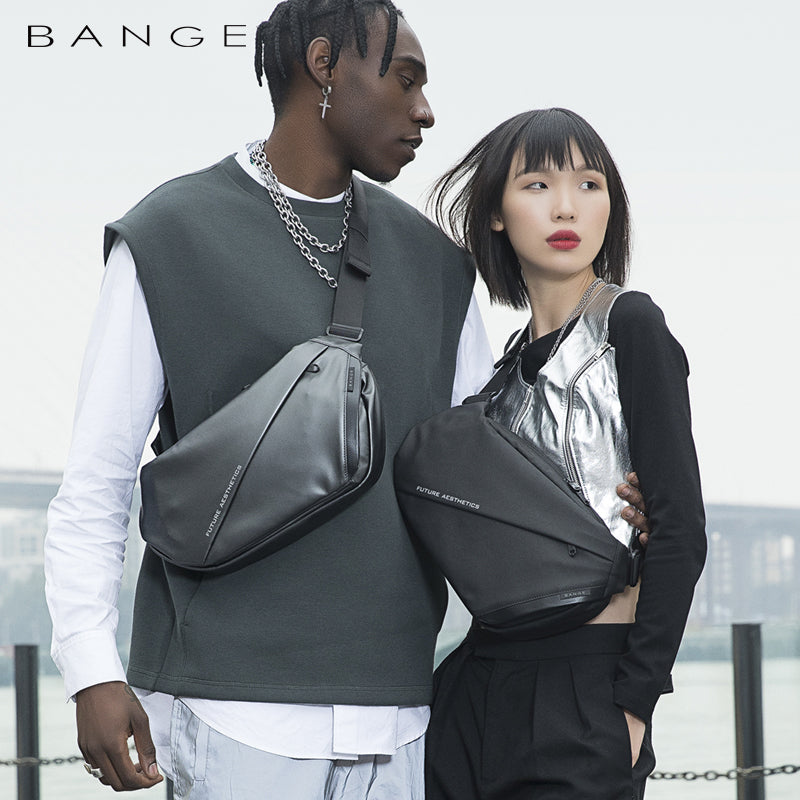 Bange Confi Men Anti-theft Lock Sling Bag Fashion Chest Pack Waterproof USB Crossbody Bag (9.5" tablet)